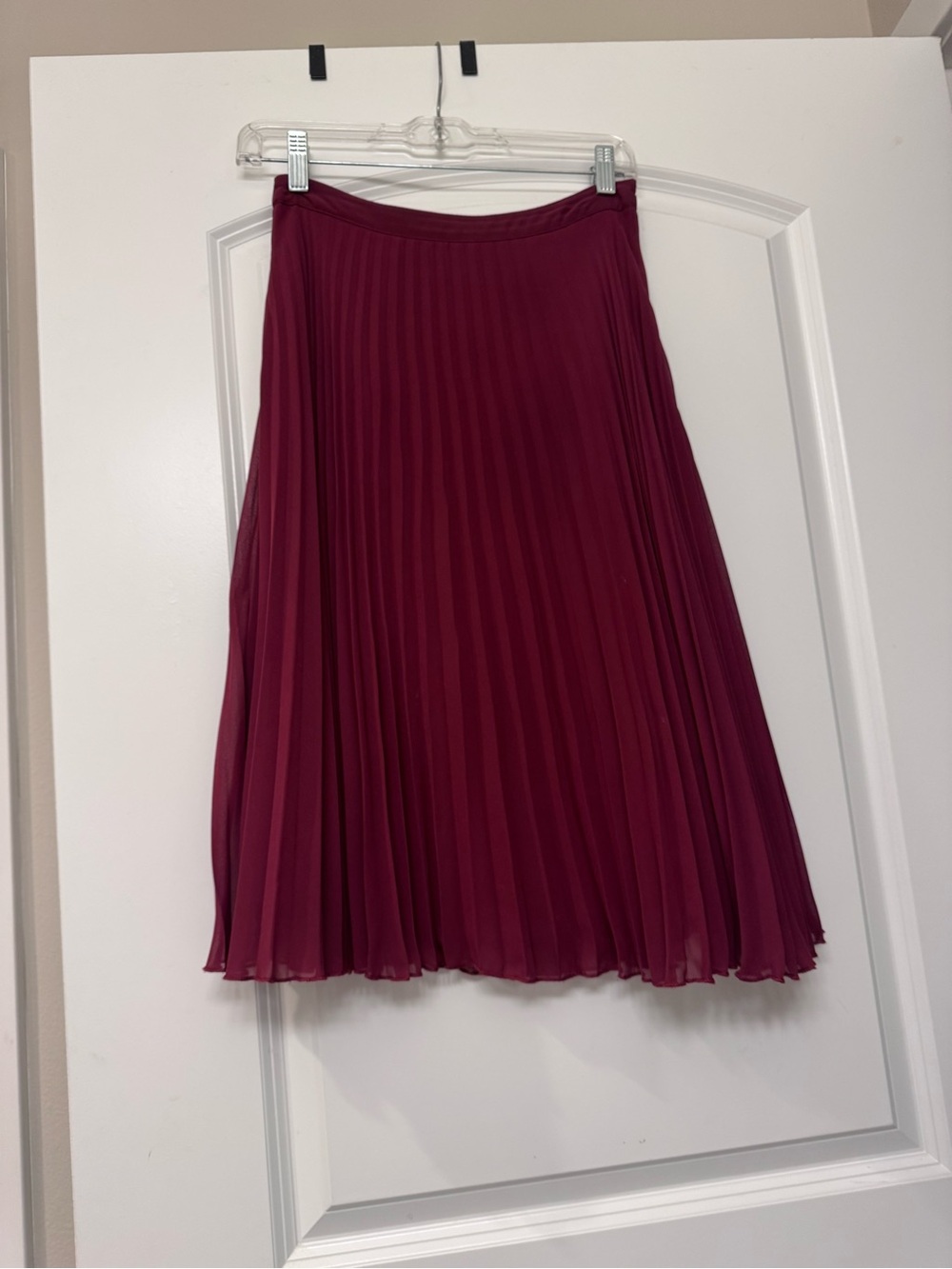Pleated Midi Skirt in Deep Berry